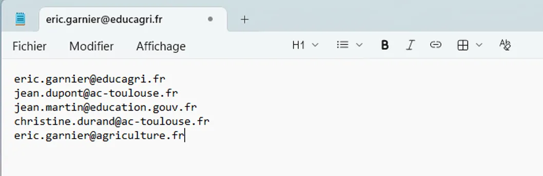 fichier cvs créé avec le bloc-notes