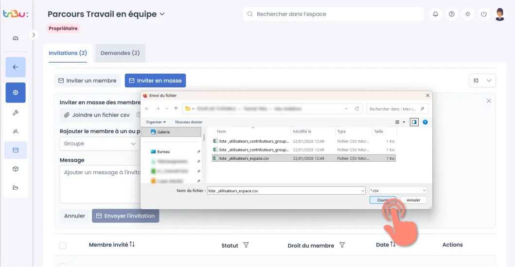 sélection du fichier