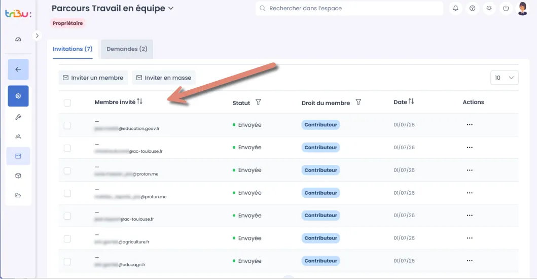 gestion des invitations