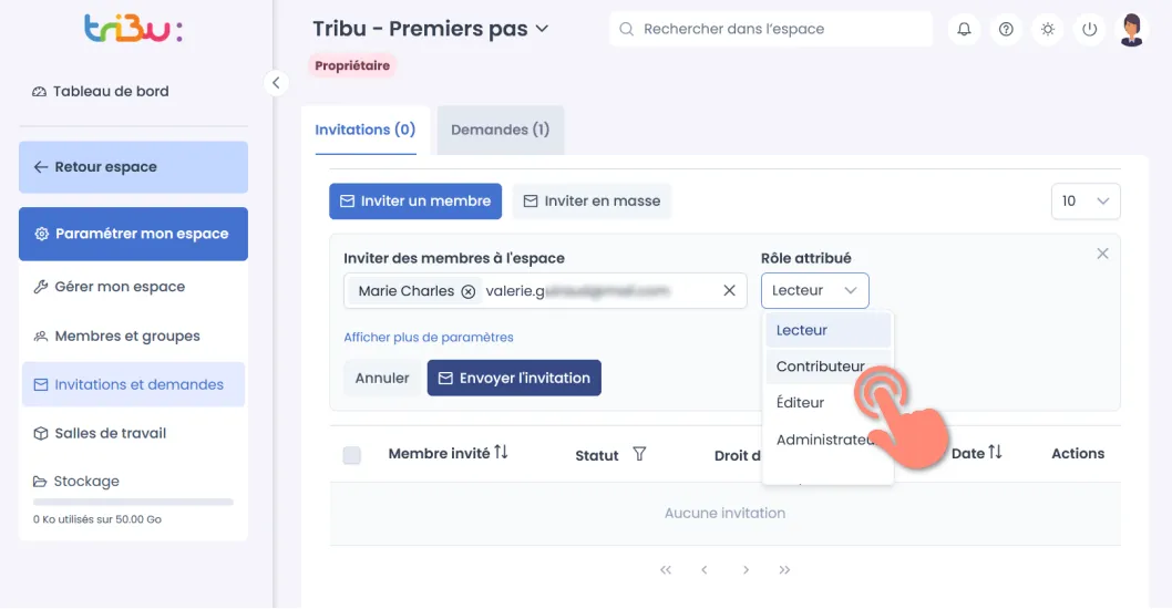 choix du rôle attribué.