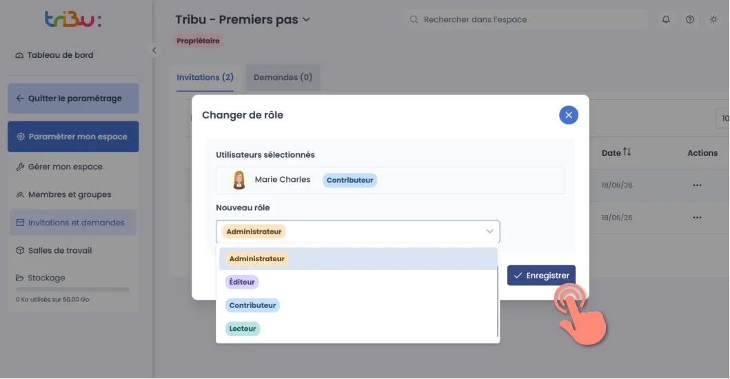 choix du nouveau rôle.