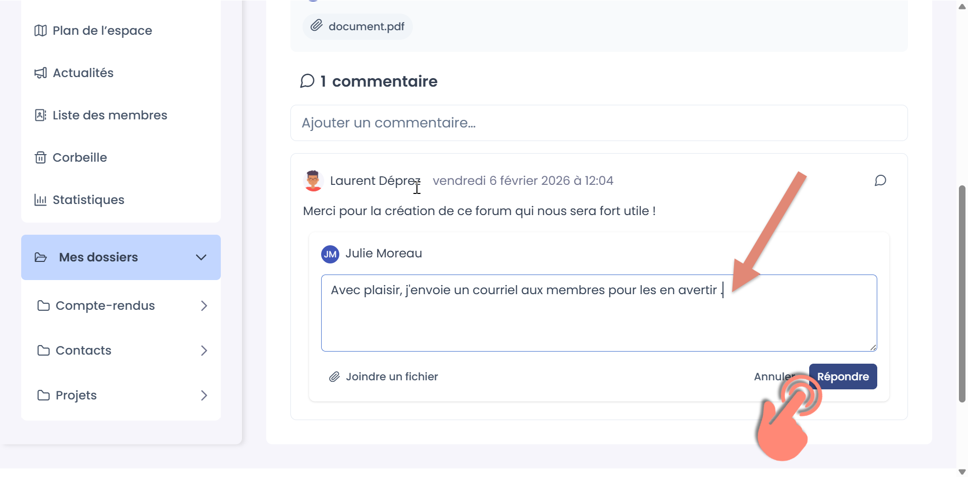 réponse au commentaire