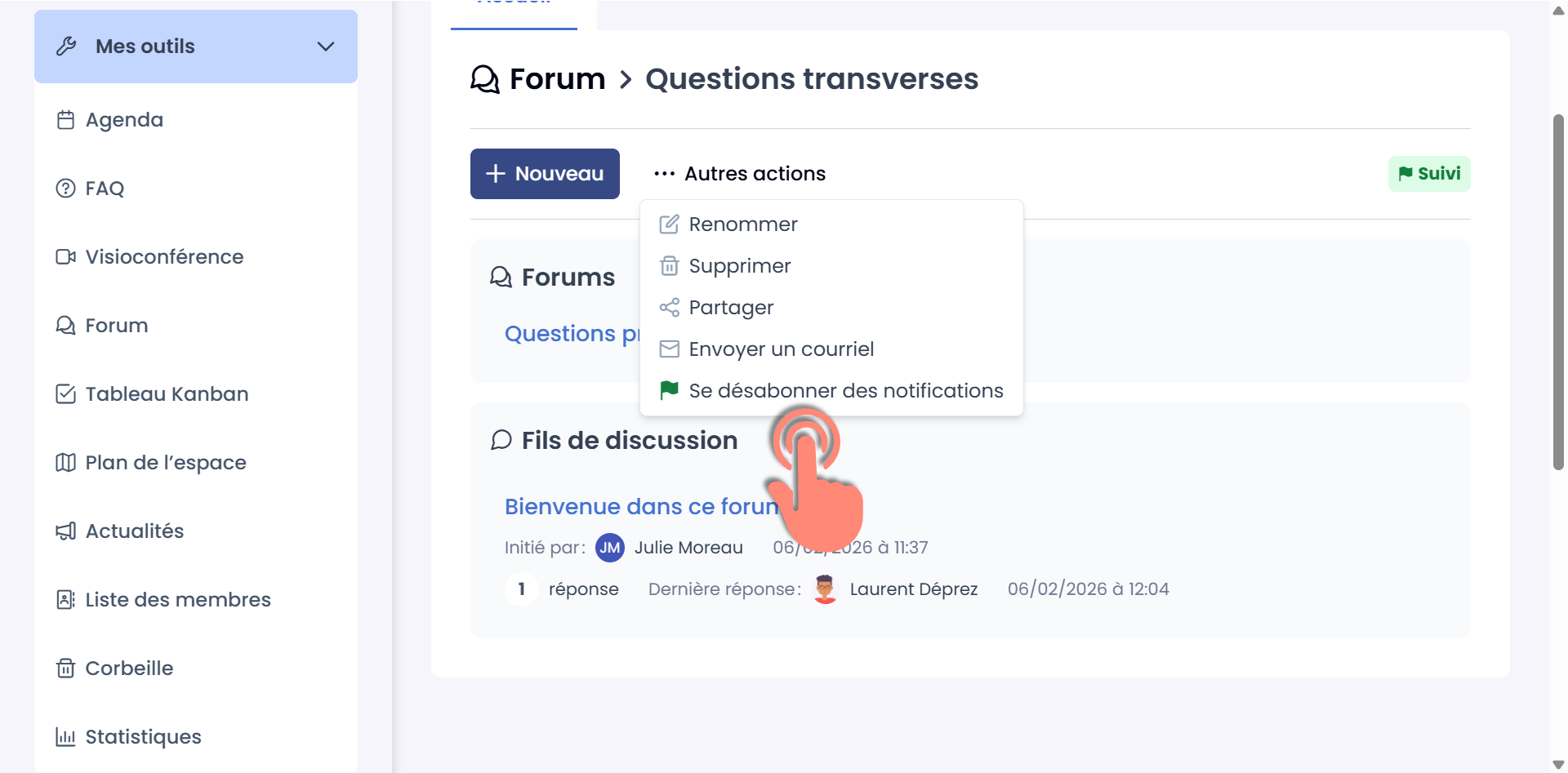 bouton se désabonner
