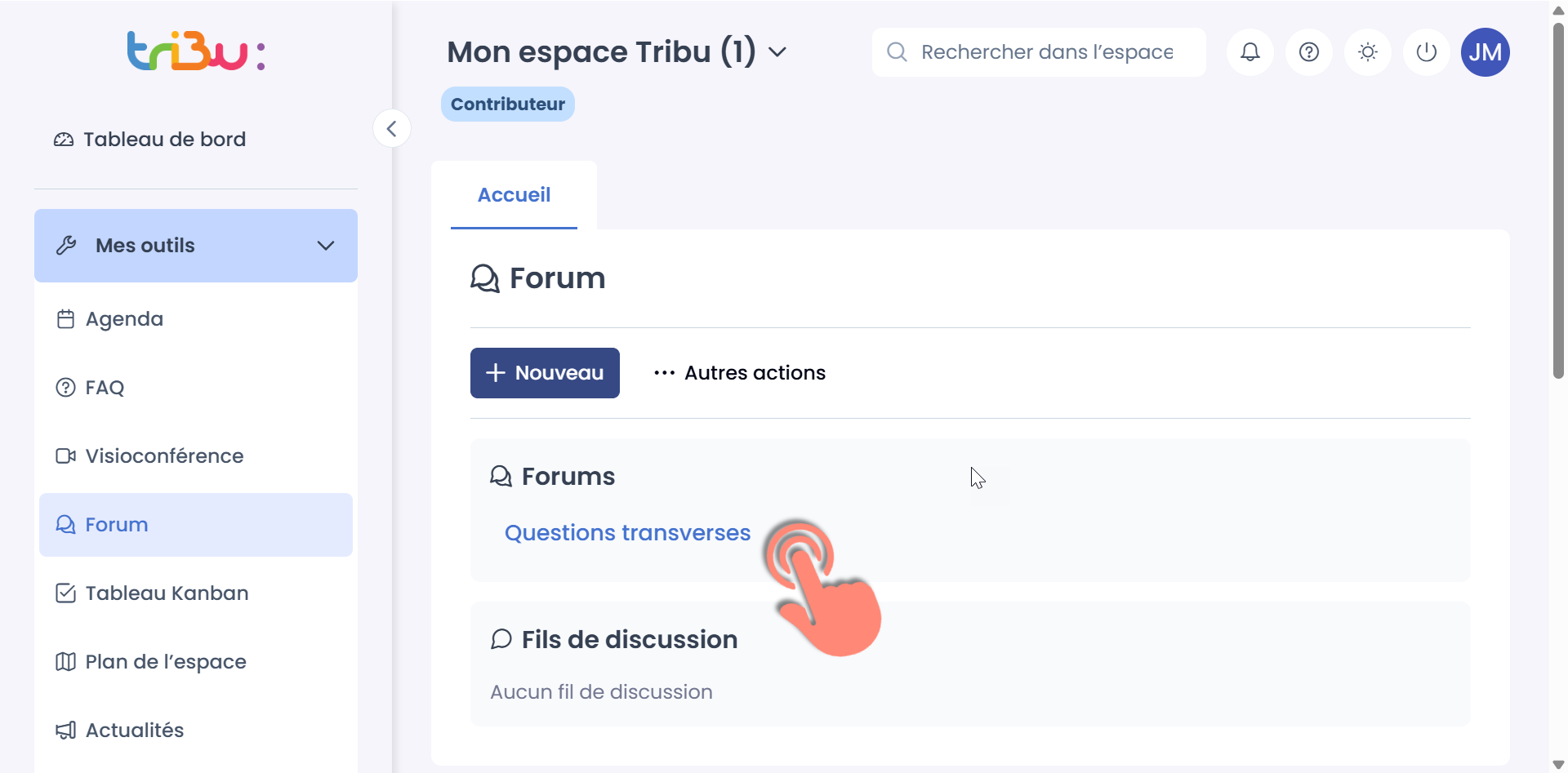 clic sur le nom du forum