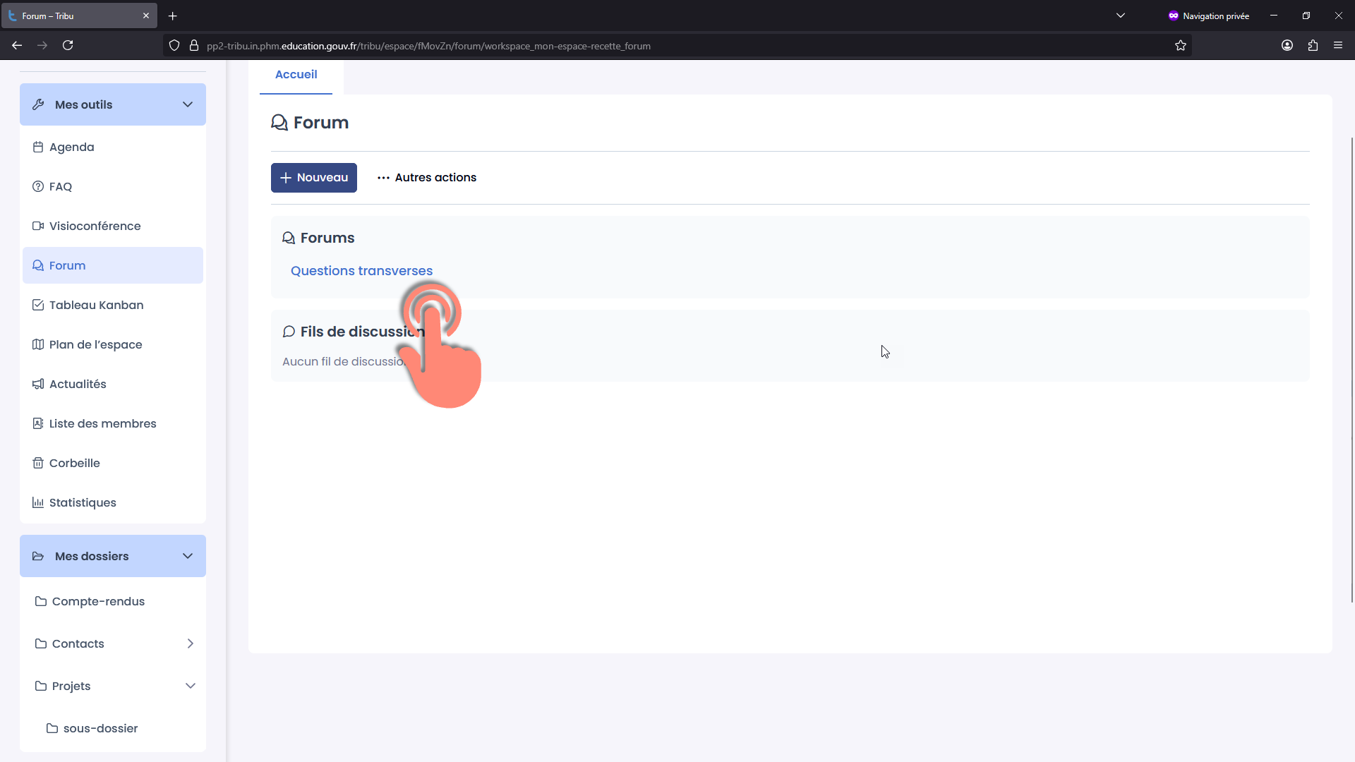 clic sur nom du forum