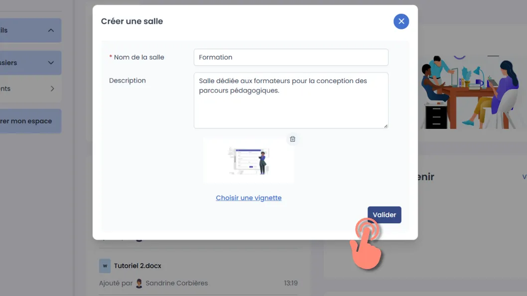 formulaire de création d’une salle avec champs nom et description