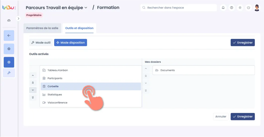 sélection d’un outil dans la liste.