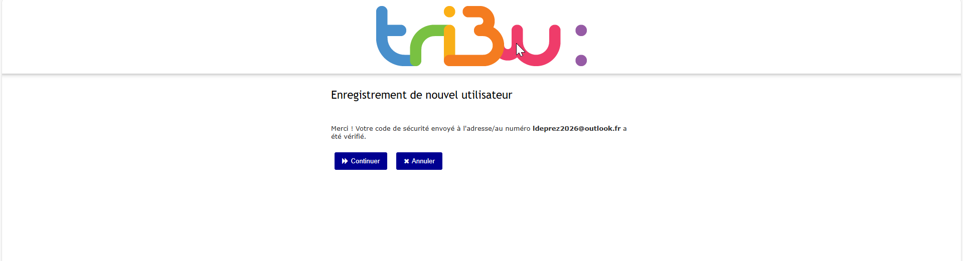 message de confirmation
