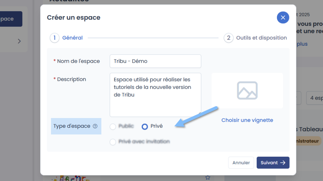 type d’espace, choix privé