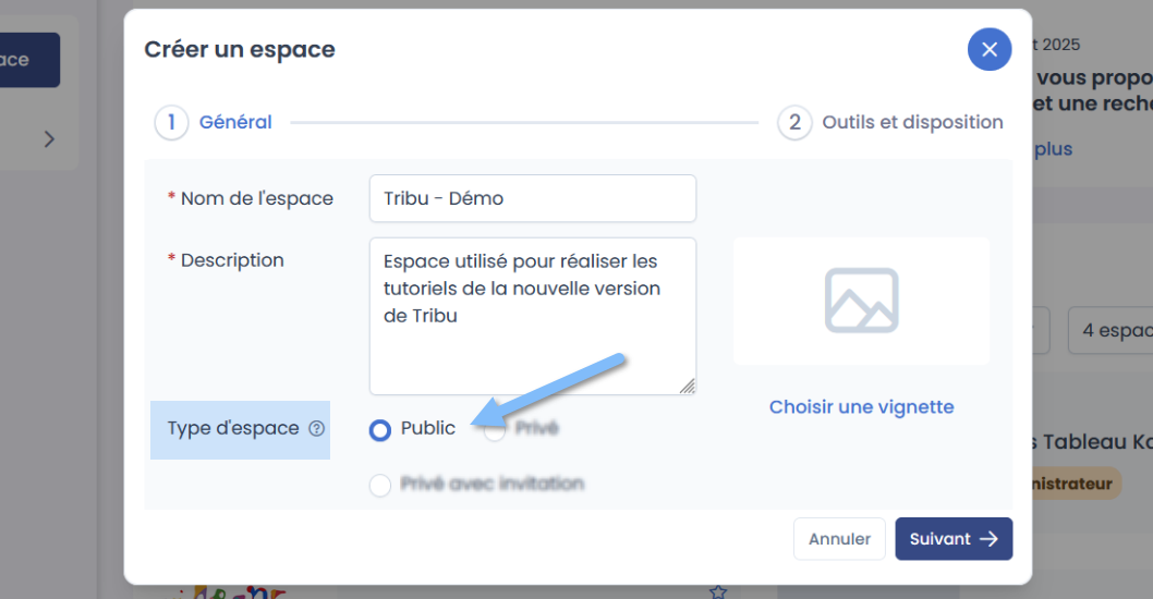 type d’espace, choix public