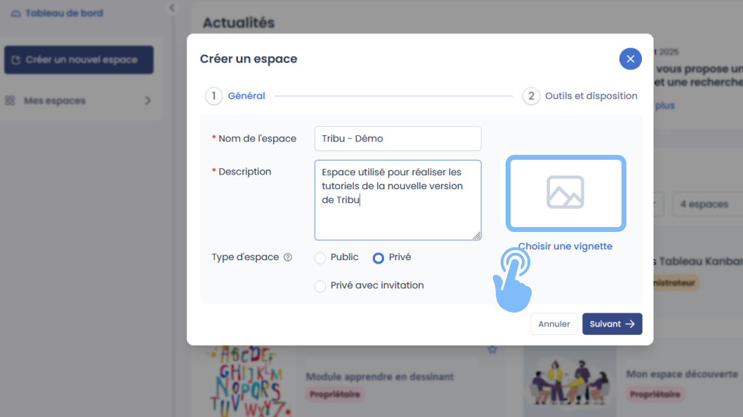 cliquer sur bouton choisir une vignette