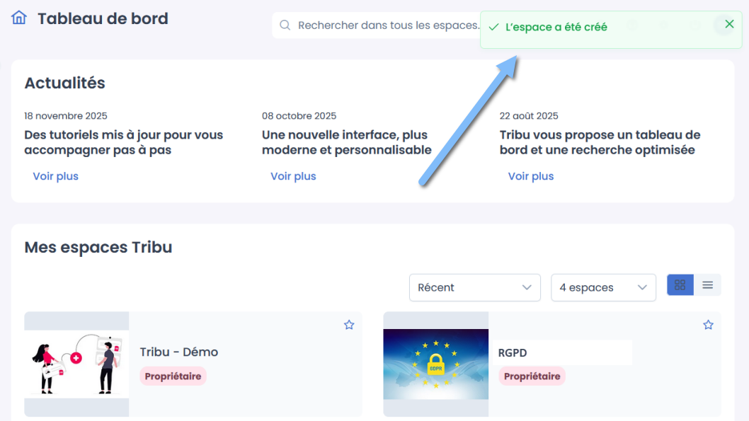 notification création