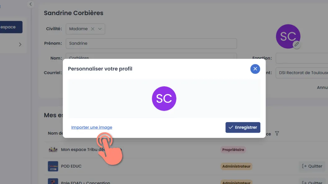 bouton &ldquo;importer une image&rdquo;