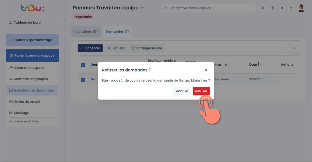 confirmation du refus de la demande.