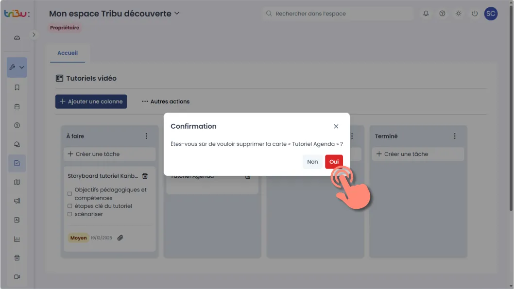 confirmer la suppresion d&rsquo;une tâche