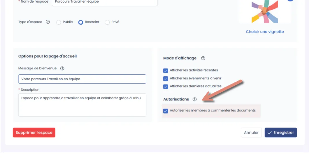 autorisation des commentaires.