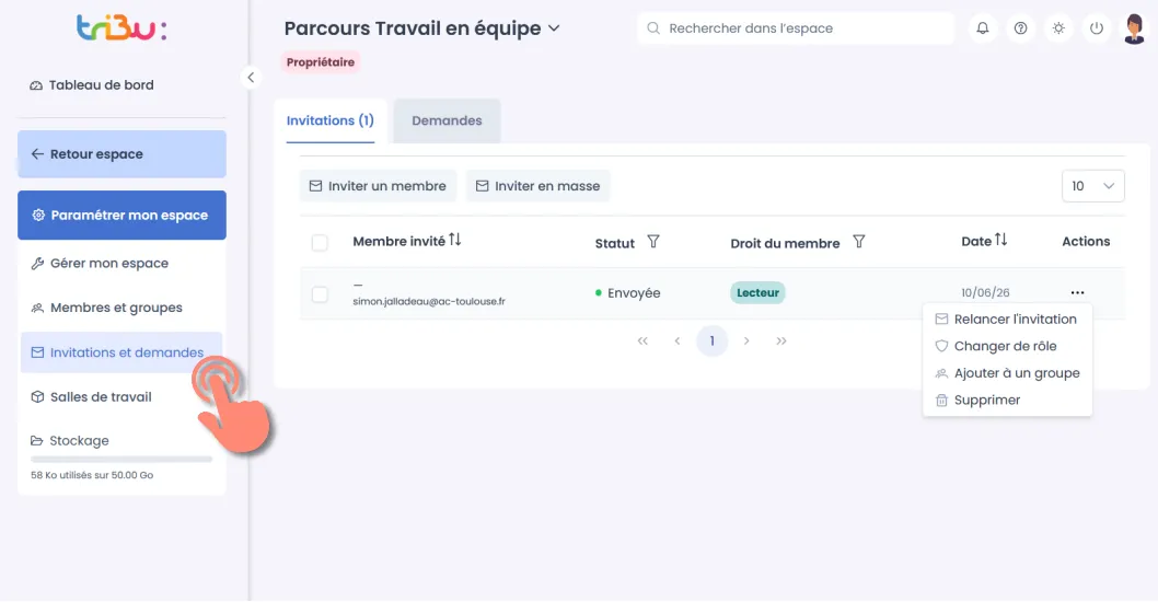 gestion des invitations.