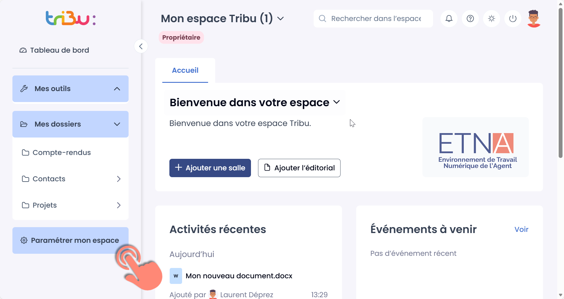accès à l&rsquo;administration de l&rsquo;espace