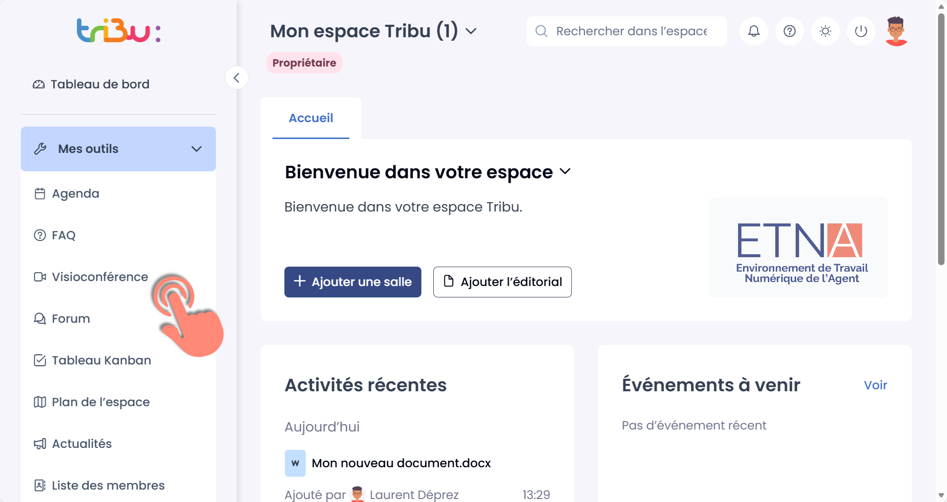 accès depuis menu latéral