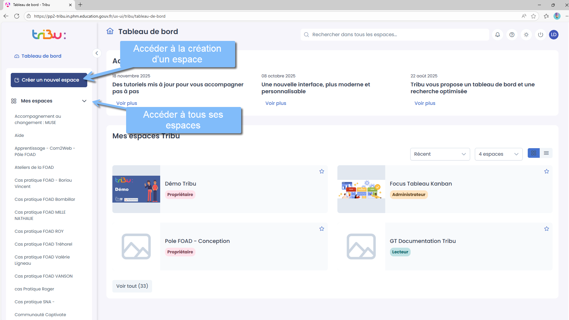 déplier le menu latéral