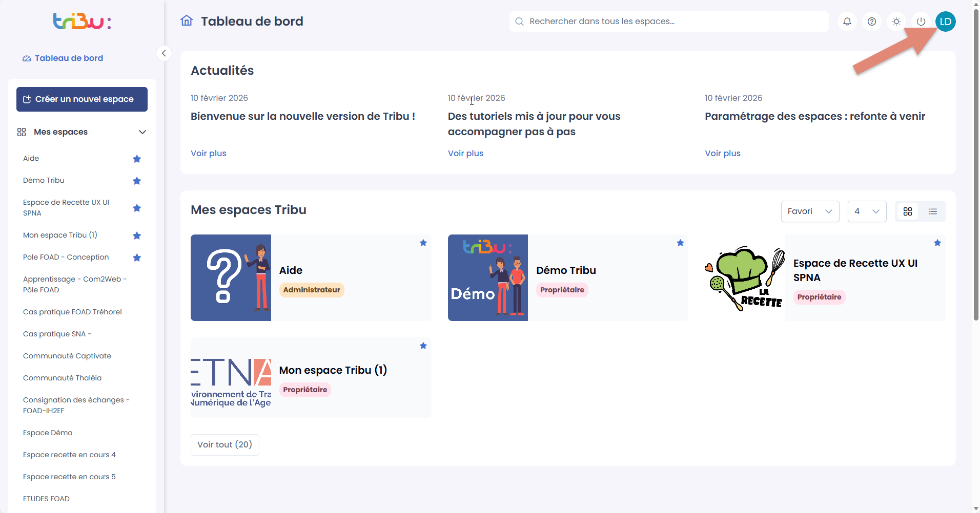  menu utilisateur