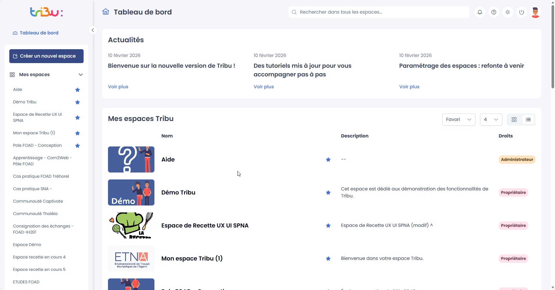 affichage en liste