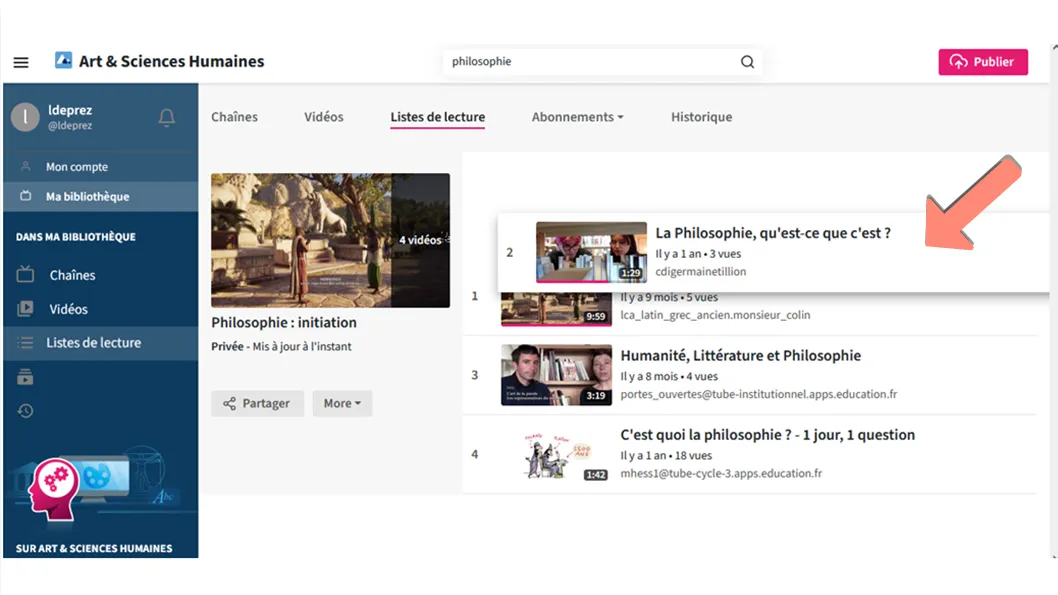 Capture 6 ordonner les vidéos dans la liste