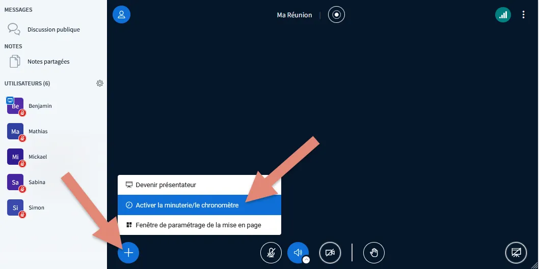 bouton + Actions et option Activer la minuterie ou le chronomètre.