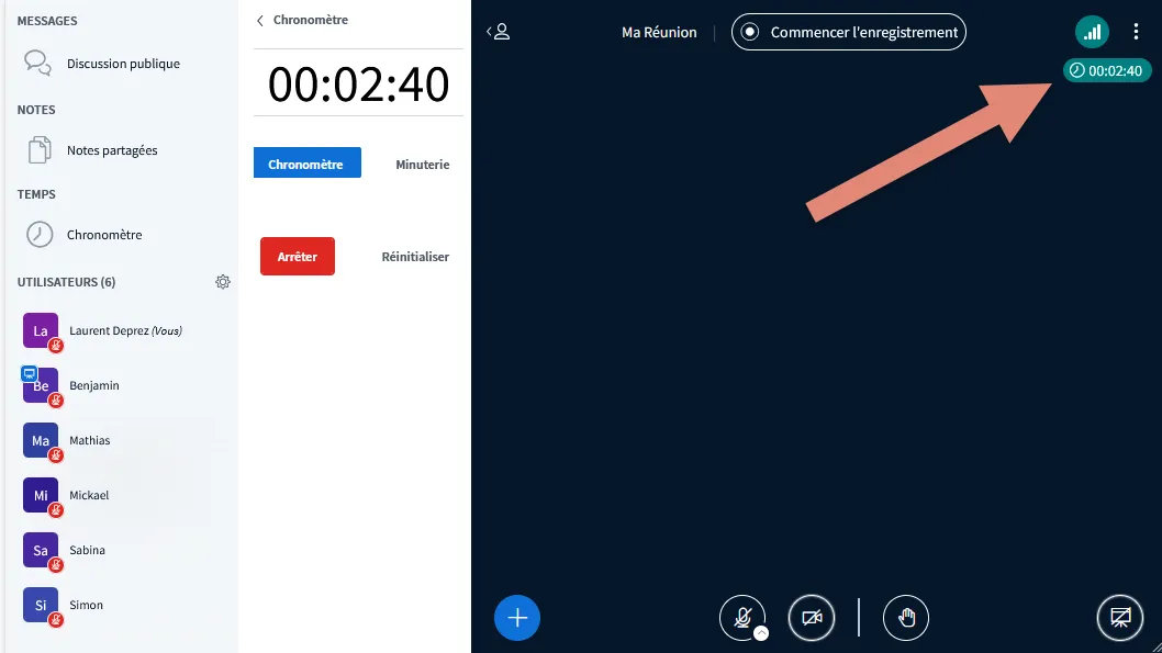 compteur affiché dans l’angle supérieur droit de l’interface.