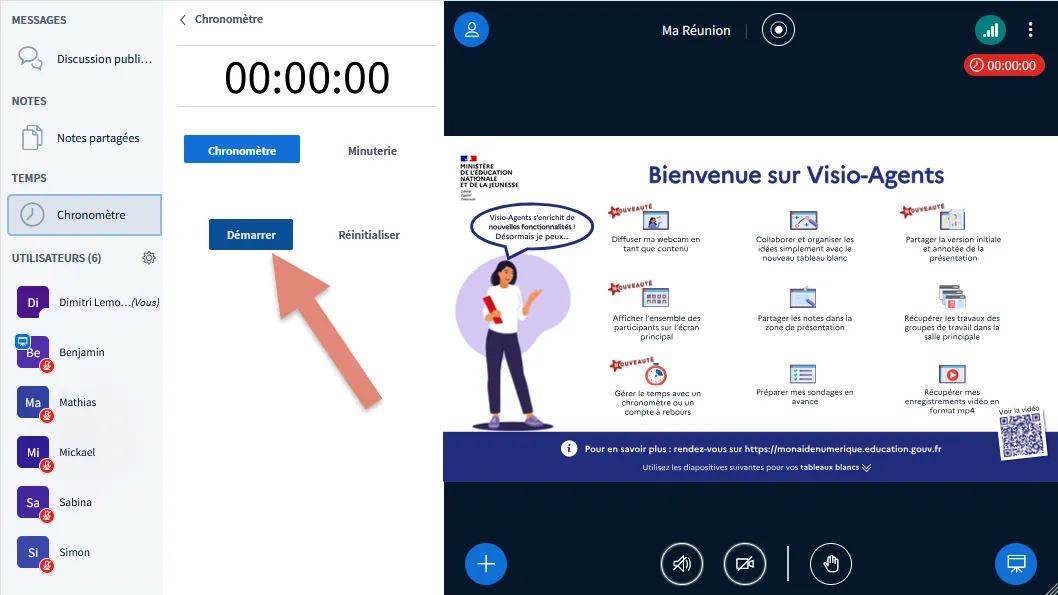 bouton Démarrer permettant de lancer le chronomètre.