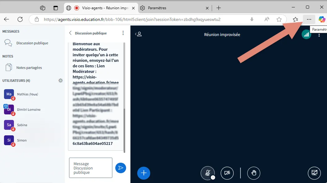 menu paramètres et plus du navigateur Edge.