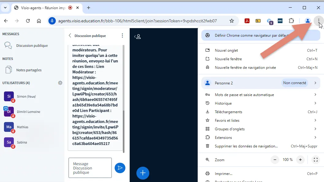 menu personnaliser le navigateur Chrome.