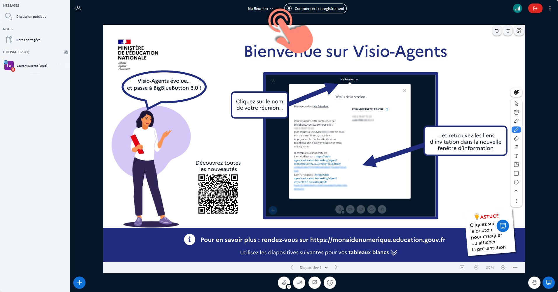 accès aux détails de la session.