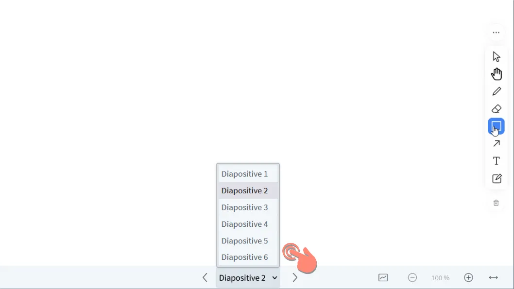 vue des diapositives blanches pour le tableau blanc.