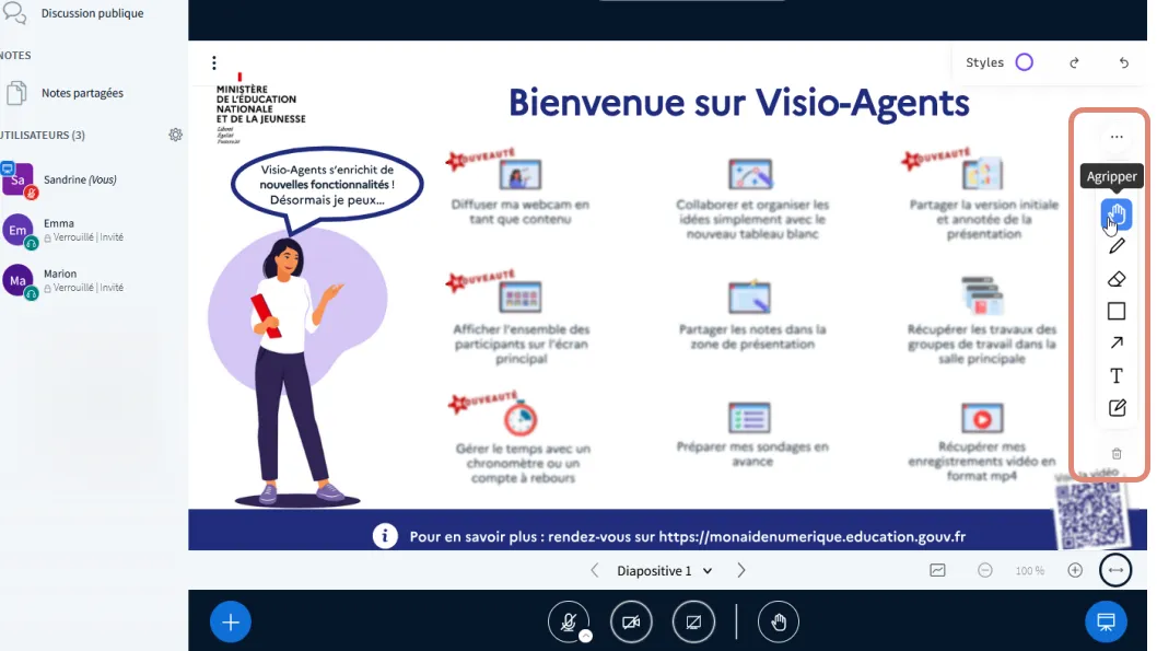 outils d&rsquo;annotation du tableau blanc.