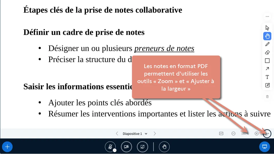outils &ldquo;Zoom&rdquo; et &ldquo;Ajuster à la largeur&rdquo;.