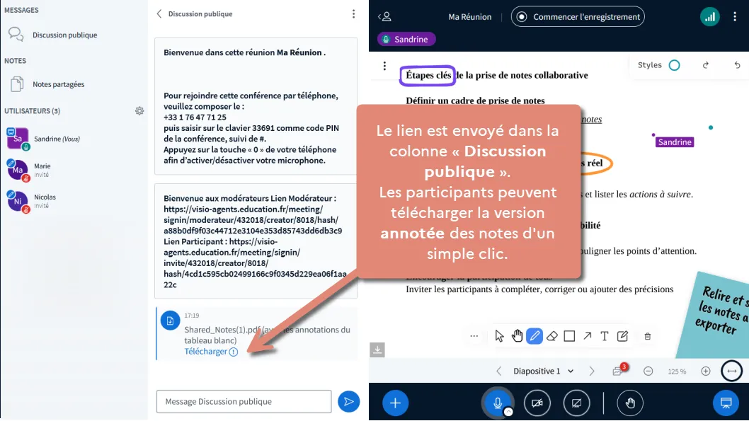 lien de téléchargement dans la discussion publique.