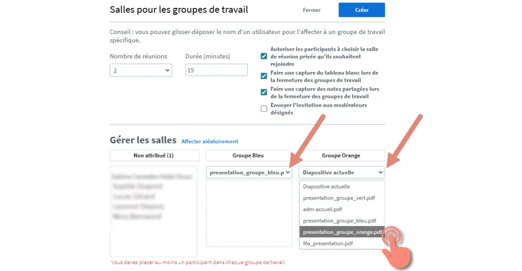 bouton télécharger visible pour les participants lors de l’affichage du document.