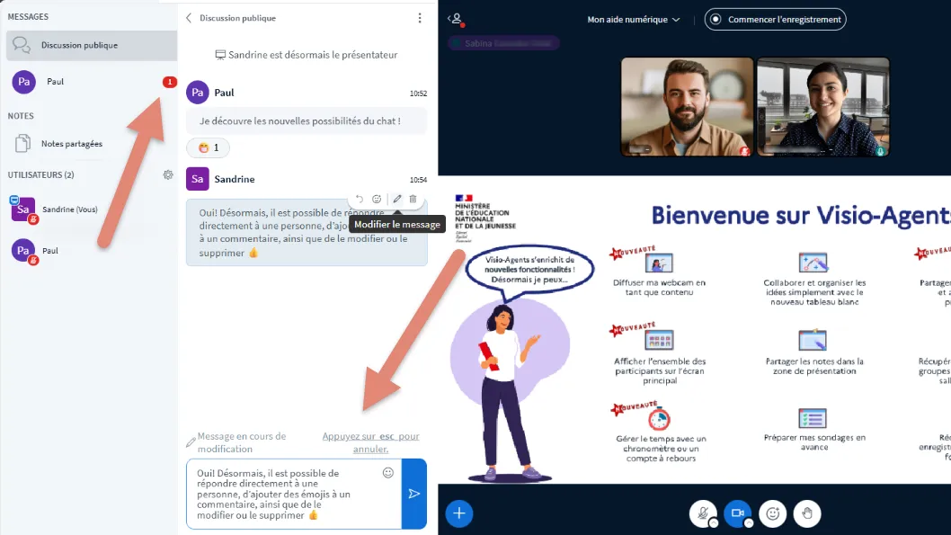 discussion publique ou privée.