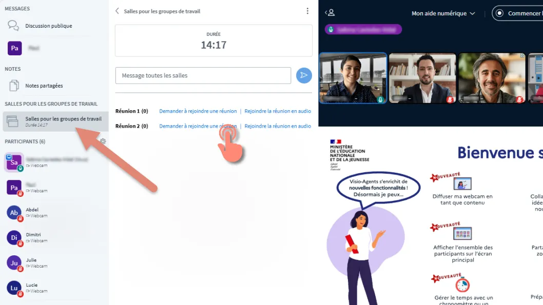 salles des groupes de travail.