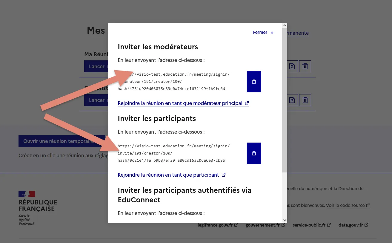fenêtre d&rsquo;invitation.