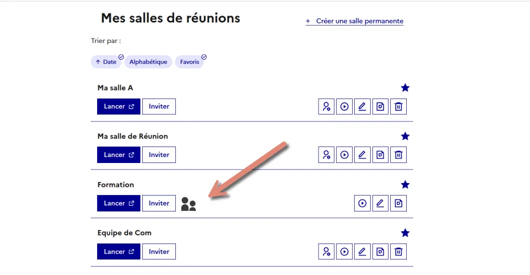 pictogramme de délégation affiché à côté du bouton &ldquo;Inviter&rdquo;.