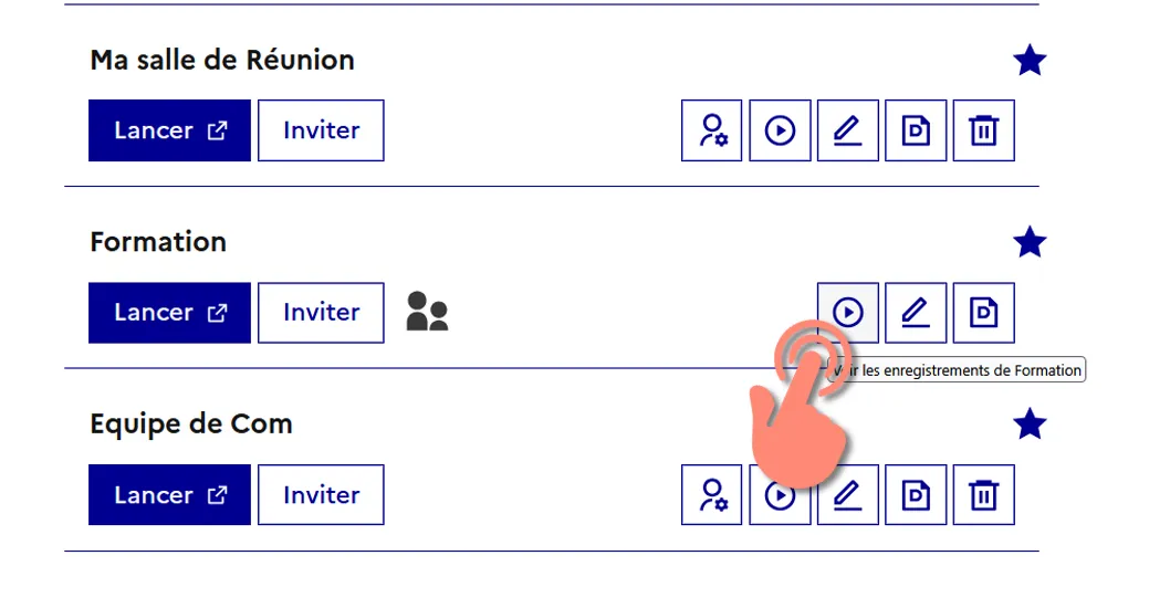 accès aux enregistrements des réunions.