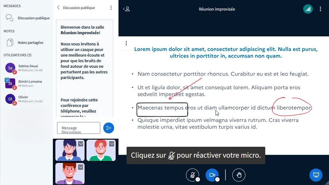 mise en page centrée sur la présentation.
