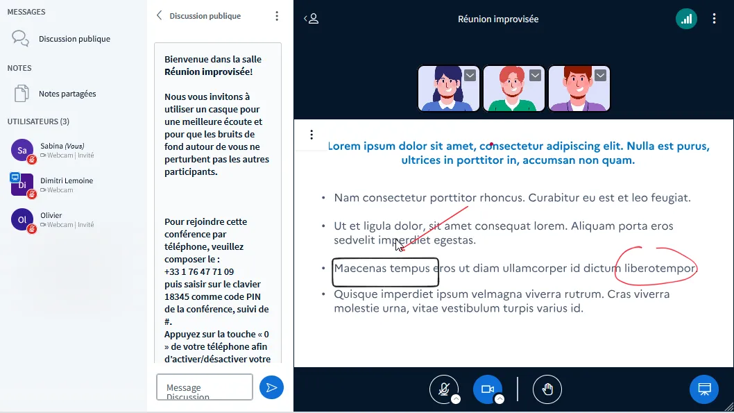 mise en page intelligente avec la discussion publique affichée.