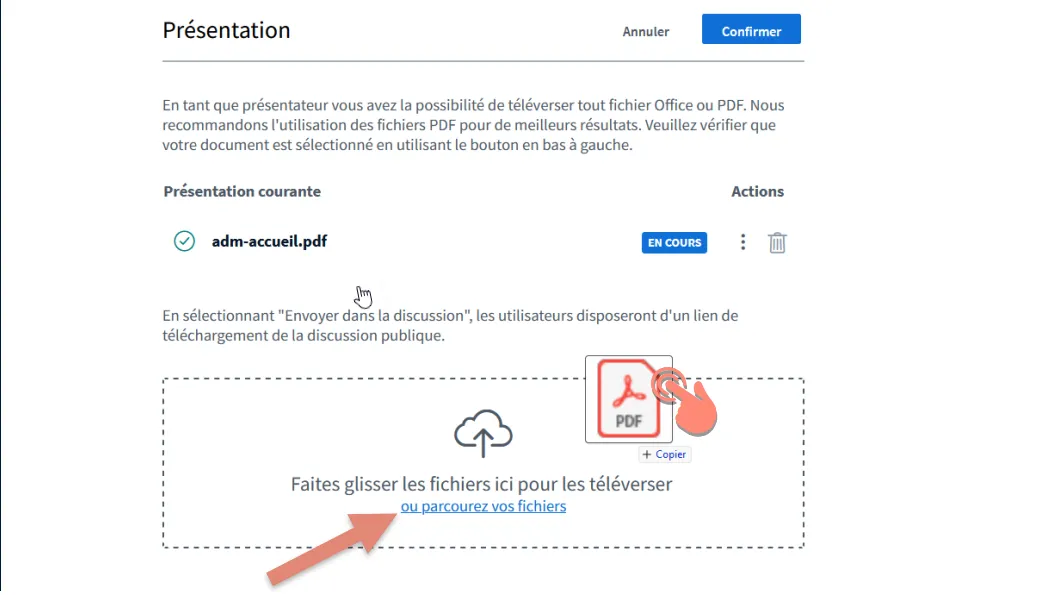 déposez le fichier dans la zone indiquée.