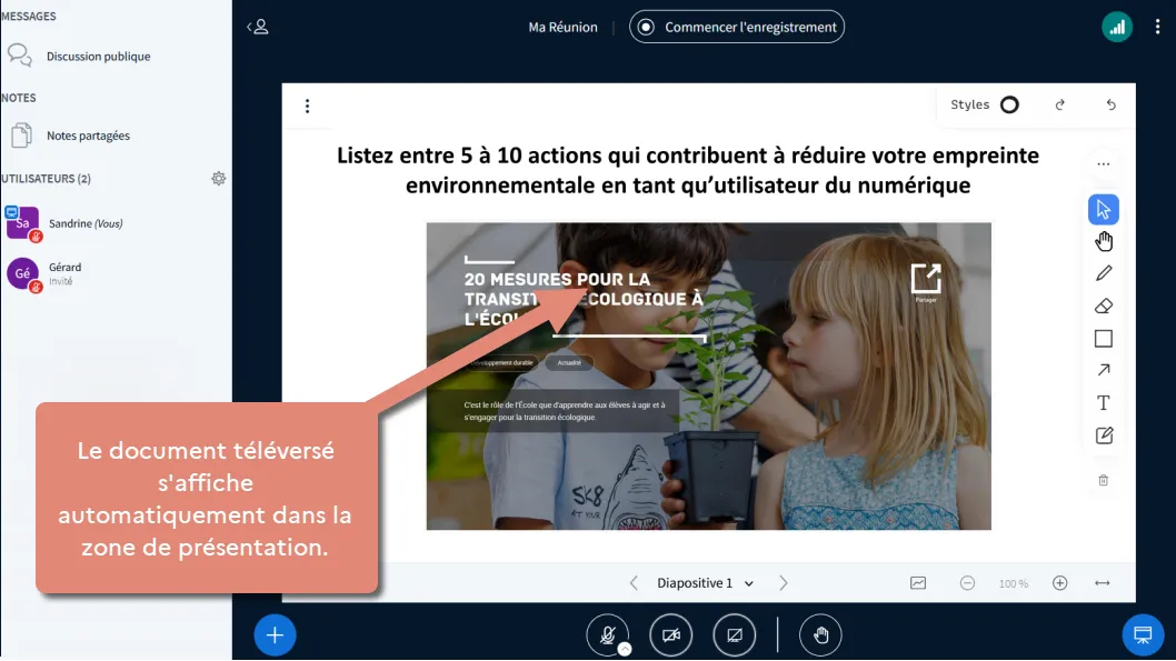 le document sélectionné s&rsquo;affiche.