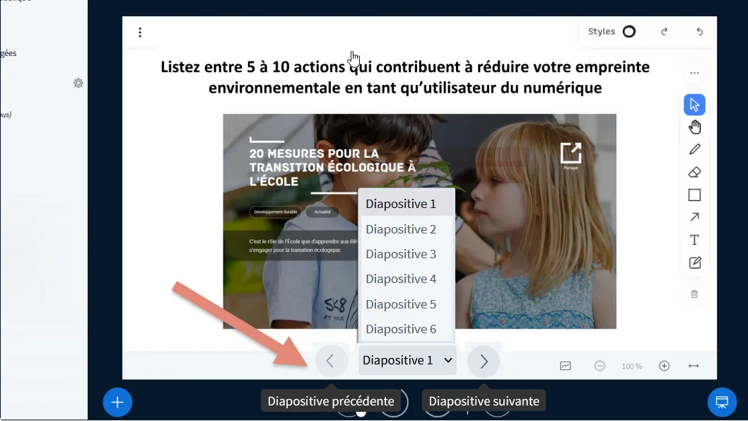 boutons de navigations dans un document.