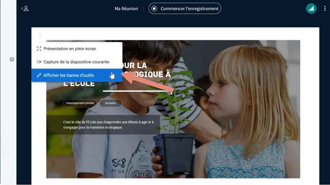 activer les barres d&rsquo;outils sur la présentation.