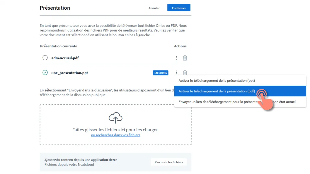 choisir un type d&rsquo;autorisation de téléchargement 